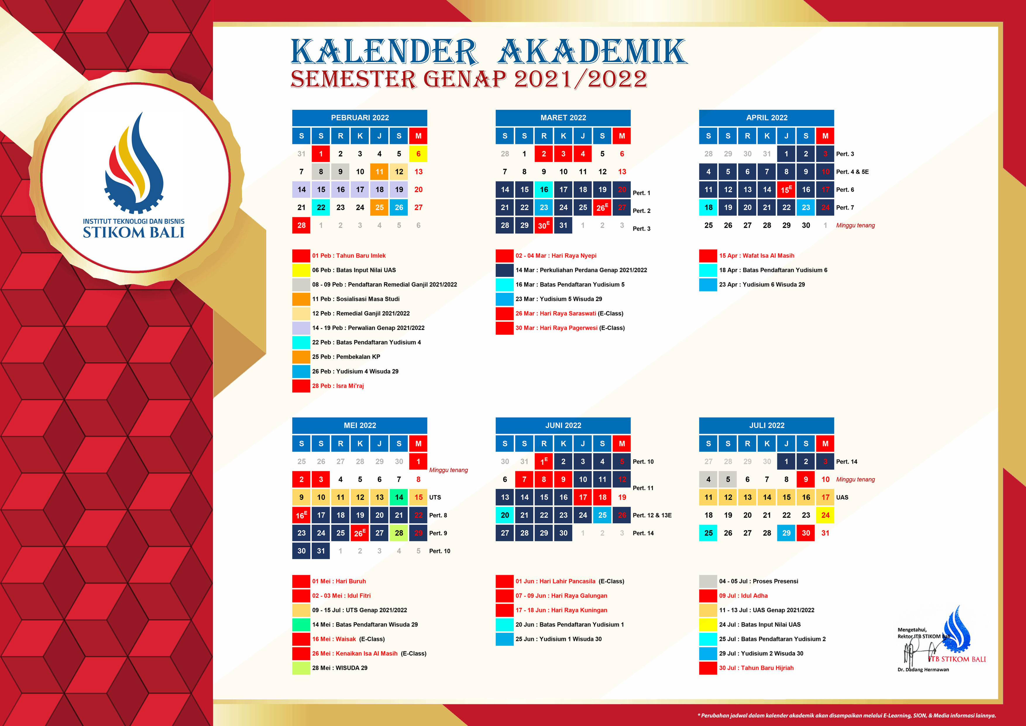 Kalender Akademik Tahun Ajaran 2021/2022 Semester Genap