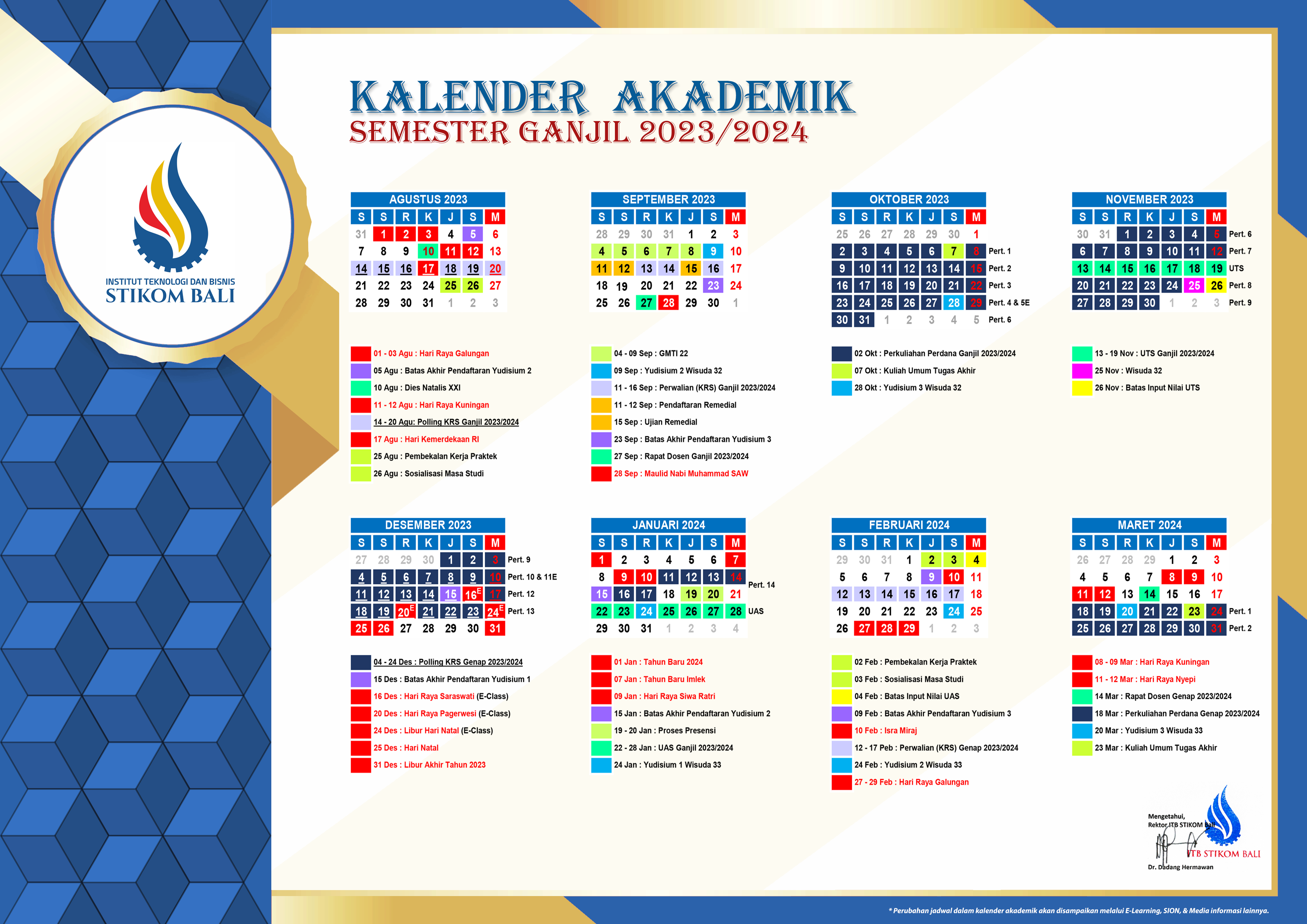 Kalender Akademik Tahun Ajaran 2023/2024 Semester Ganjil